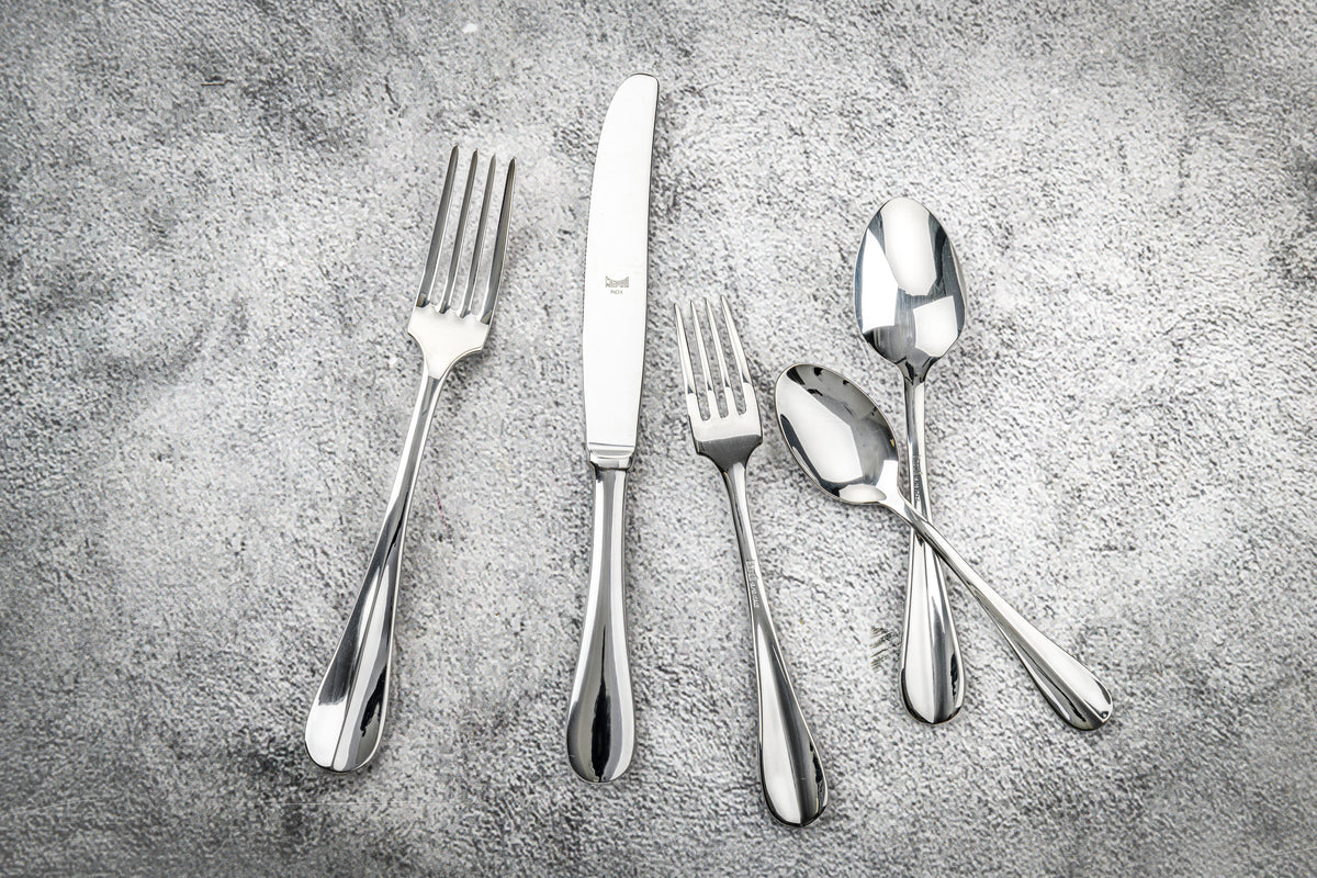 Mepra Roma Modern Mirror Flatware Set 5-Piece 18/10 Stainless Steel 101422005