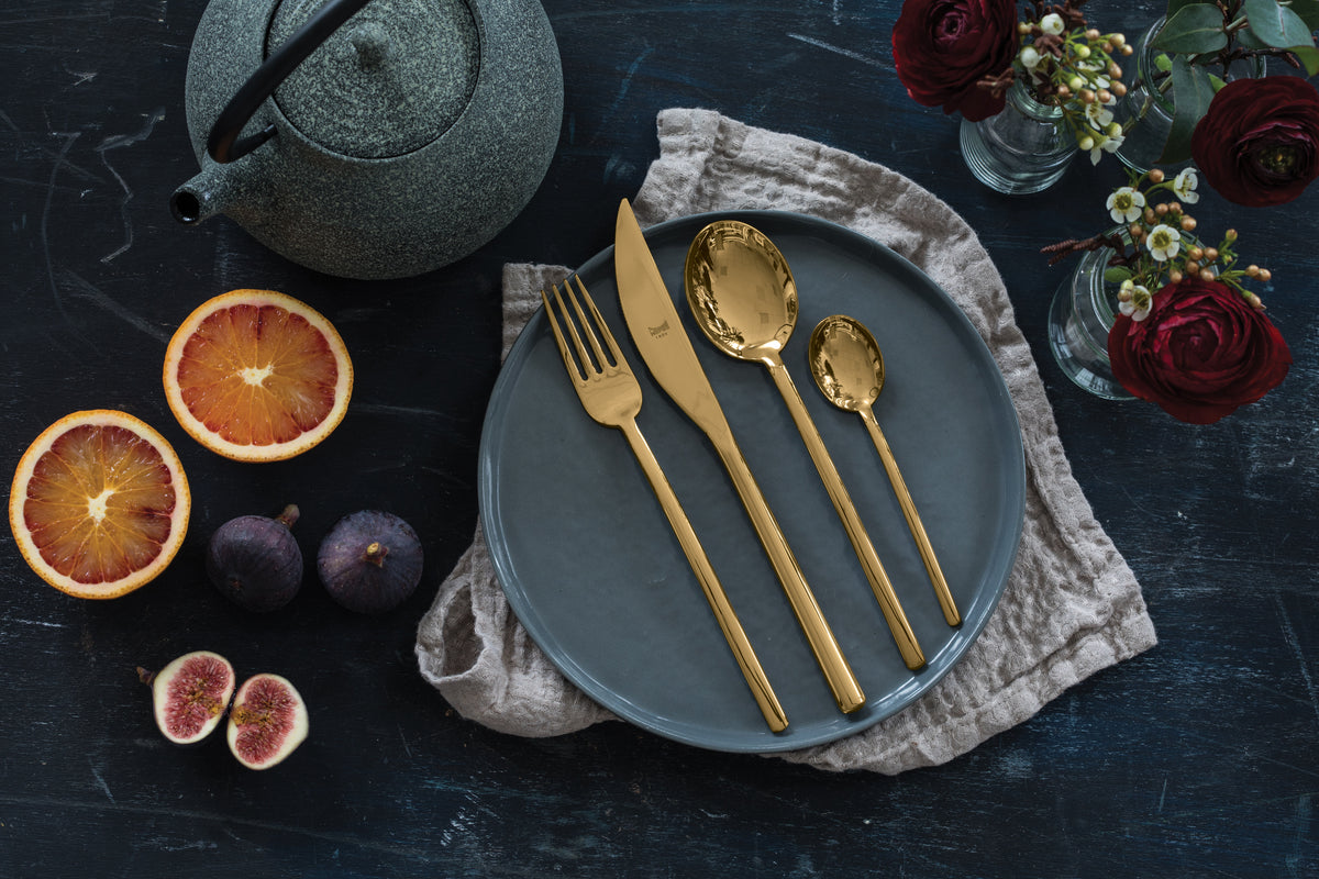 Mepra Due Oro Gold Flatware Set 5-Piece 18/10 Stainless Steel 108822005