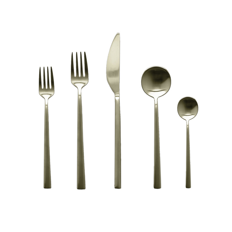 Mepra Movida Modern Ice Champagne Flatware Set 5-Piece 18/10 Stainless Steel 103722005IC