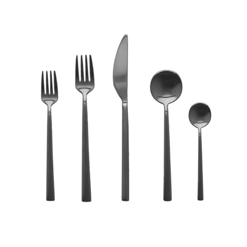 Mepra Movida Ice Gold Black Flatware Set 5-Piece 18/10 Stainless Steel 103722005ION