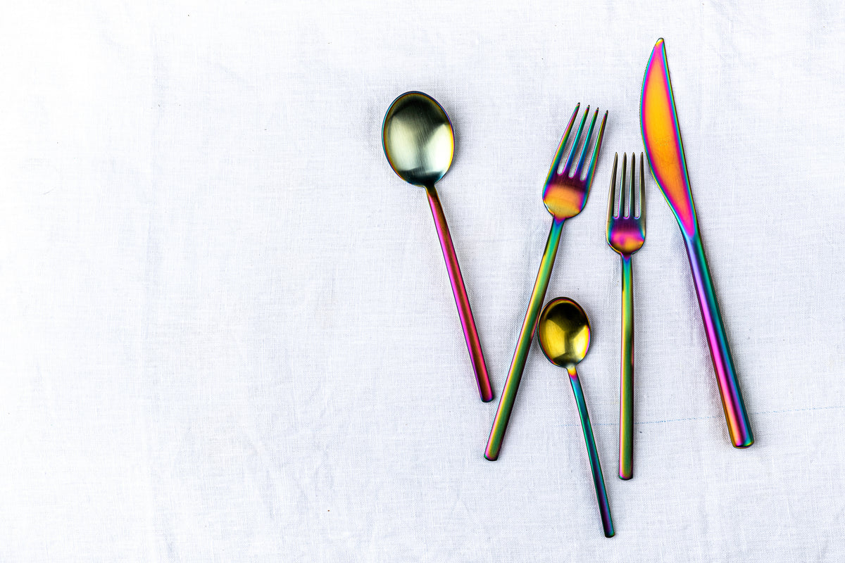 Mepra Due Ice Rainbow Flatware Set 5-Piece 18/10 Stainless Steel 104422005IA