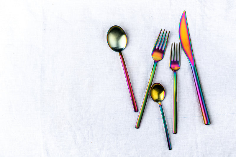 Mepra Due Ice Rainbow Flatware Set 5-Piece 18/10 Stainless Steel 104422005IA