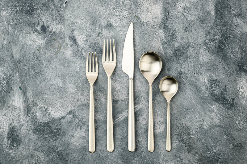 Mepra Linea Modern Ice Champagne Flatware Set 5-Piece 18/10 Stainless Steel 104822005IC