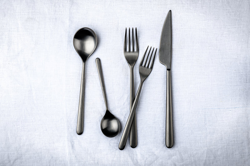 Mepra Linea Ice Gold Black Flatware Set 5-Piece 18/10 Stainless Steel 104822005ION