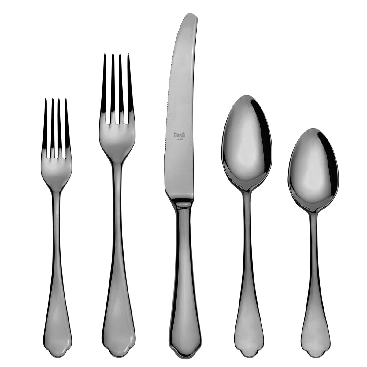 Mepra Dolce Vita Mirror Gold Black Flatware Set 5-Piece 18/10 Stainless Steel 106422005ON
