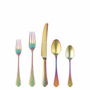 Mepra Dolce Vita Lux Pewter Rainbow Flatware Set 5-Piece 18/10 Stainless Steel 106422005PA