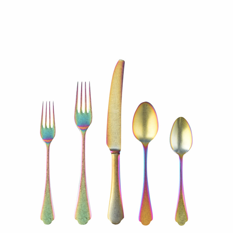 Mepra Dolce Vita Lux Pewter Rainbow Flatware Set 5-Piece 18/10 Stainless Steel 106422005PA