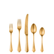 Mepra Dolce Vita Gold Flatware Set 5-Piece 18/10 Stainless Steel Pewter Oro Finish 106422005PO