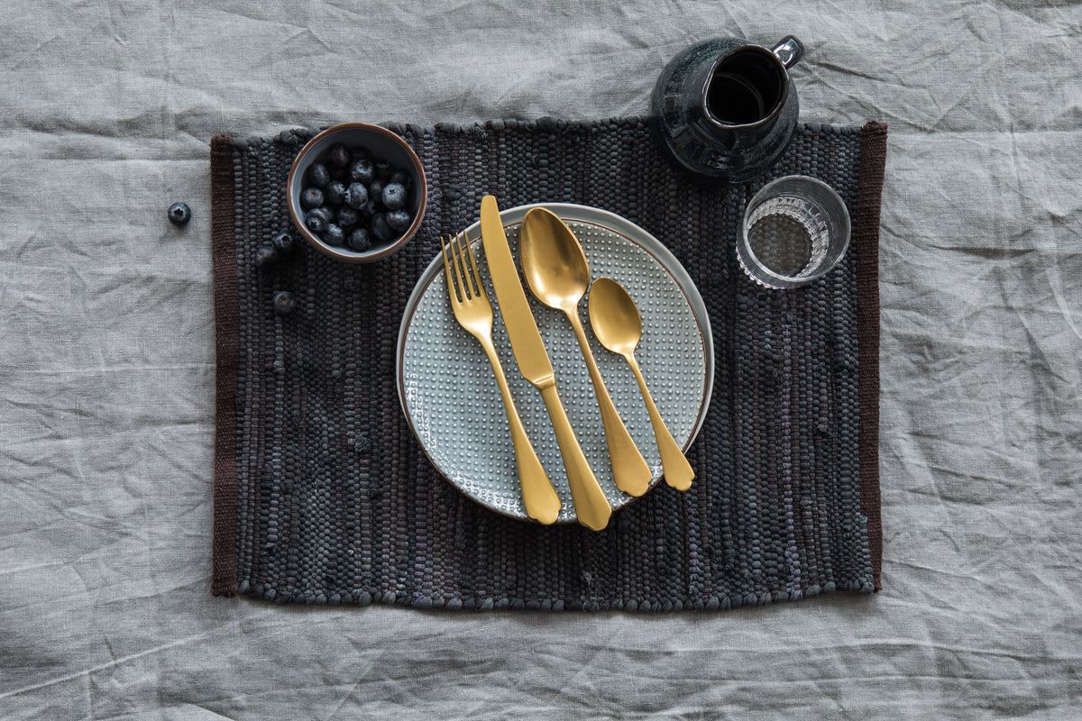 Mepra Dolce Vita Gold Flatware Set 5-Piece 18/10 Stainless Steel Pewter Oro Finish 106422005PO