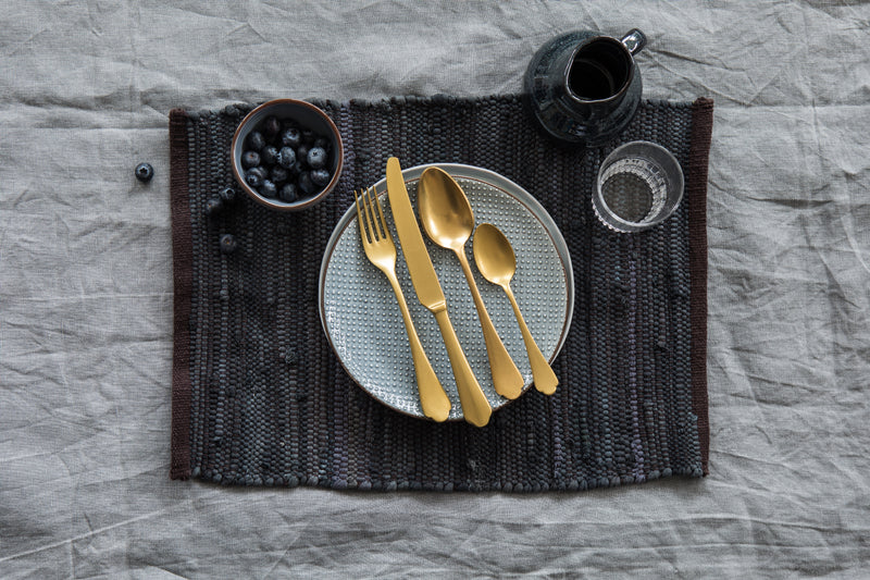 Mepra Dolce Vita Gold Flatware Set 5-Piece 18/10 Stainless Steel Pewter Oro Finish 106422005PO