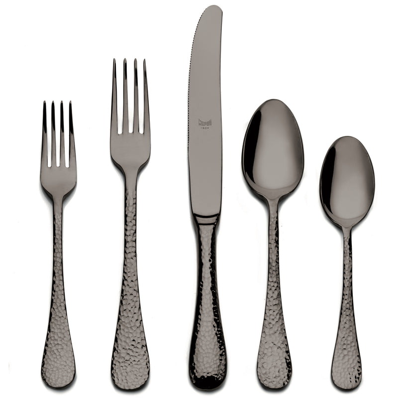 Mepra Epoque Gold Black Flatware Set 5-Piece 18/10 Stainless Steel 106822005ON