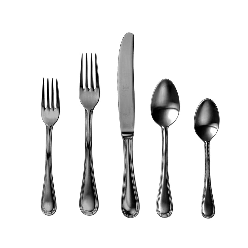 Mepra Perla Ice Gold Black Flatware Set 5-Piece 18/10 Stainless Steel 107622005ION