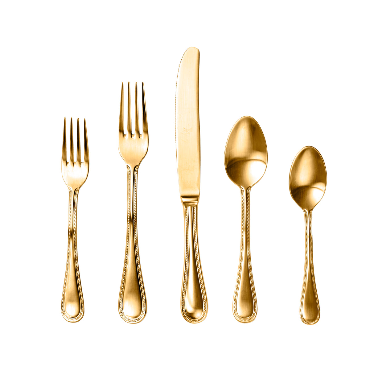 Mepra Perla Ice Oro Gold Flatware Set 5-Piece 18/10 Stainless Steel 107622005OI