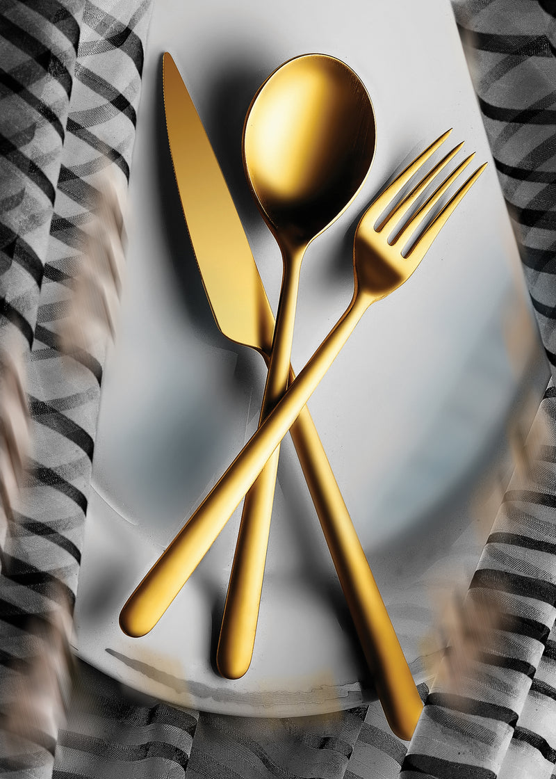 Mepra Linea Ice Oro (GOLD) Luxury Flatware Set 5-Piece 18/10 Stainless Steel 108122005