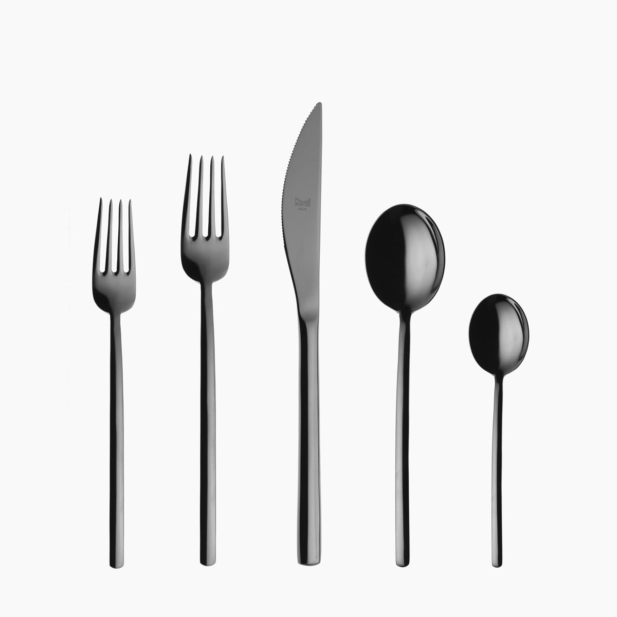 Mepra Due Gold Black Flatware Set 5-Piece 18/10 Stainless Steel 108622005