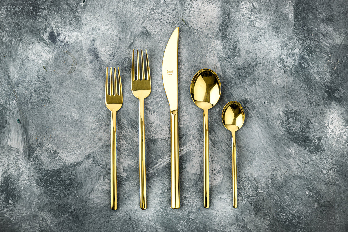 Mepra Due Oro Gold Flatware Set 5-Piece 18/10 Stainless Steel 108822005