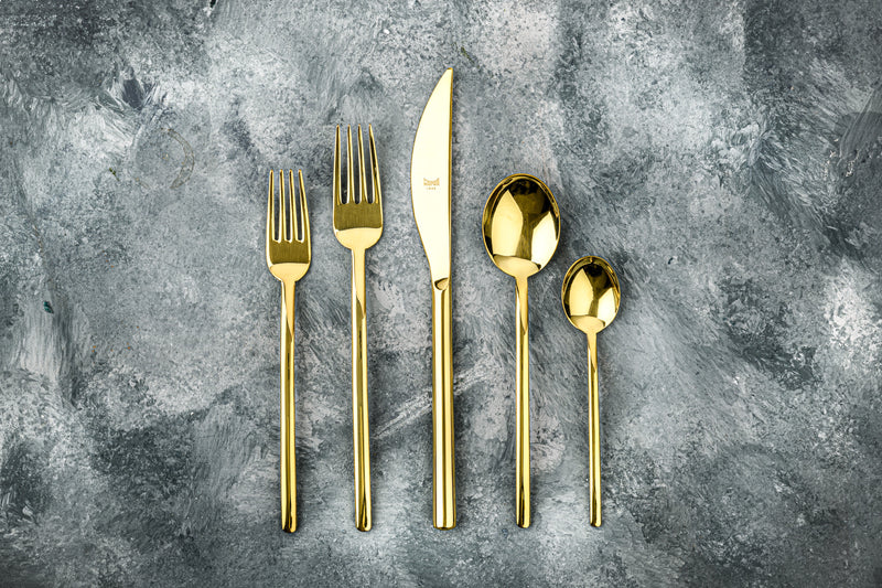 Mepra Due Oro Gold Flatware Set 5-Piece 18/10 Stainless Steel 108822005