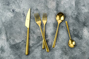 Mepra Linea Oro Gold Modern Flatware Set 5-Piece 18/10 Stainless Steel 108922005