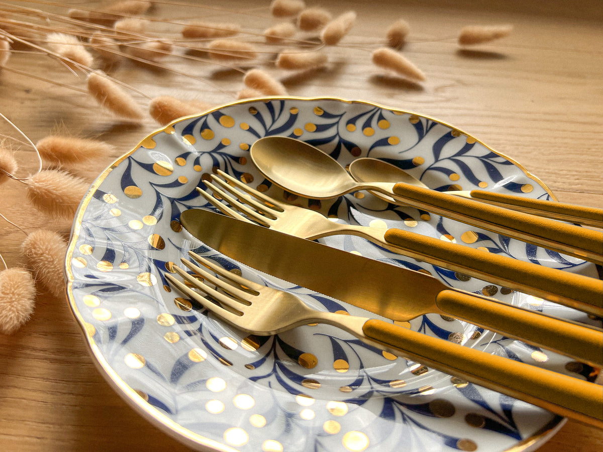 Mepra Fantasia Ice Oro Gold Yellow Flatware Set 5-Piece 18/10 Stainless Steel 10O722005OI