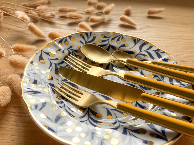 Mepra Fantasia Ice Oro Gold Yellow Flatware Set 5-Piece 18/10 Stainless Steel 10O722005OI