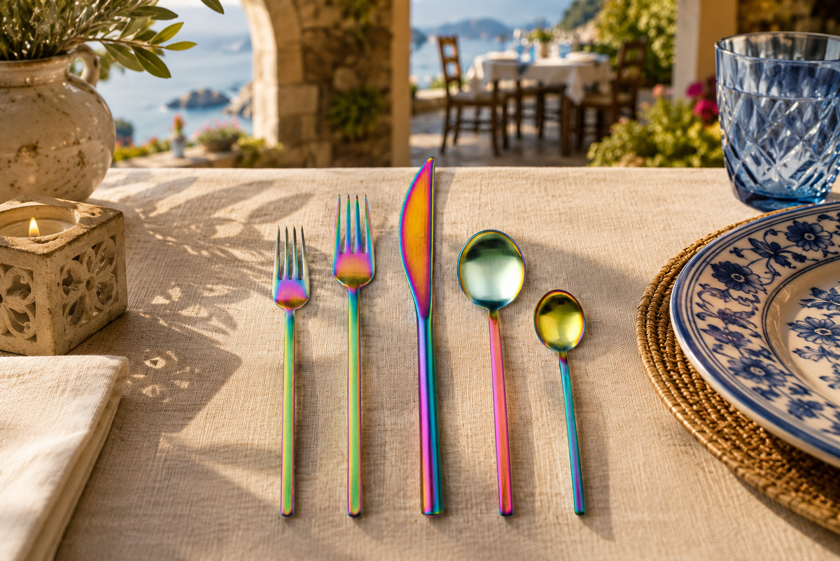 Mepra Due Ice Rainbow Flatware Set 5-Piece 18/10 Stainless Steel 104422005IA