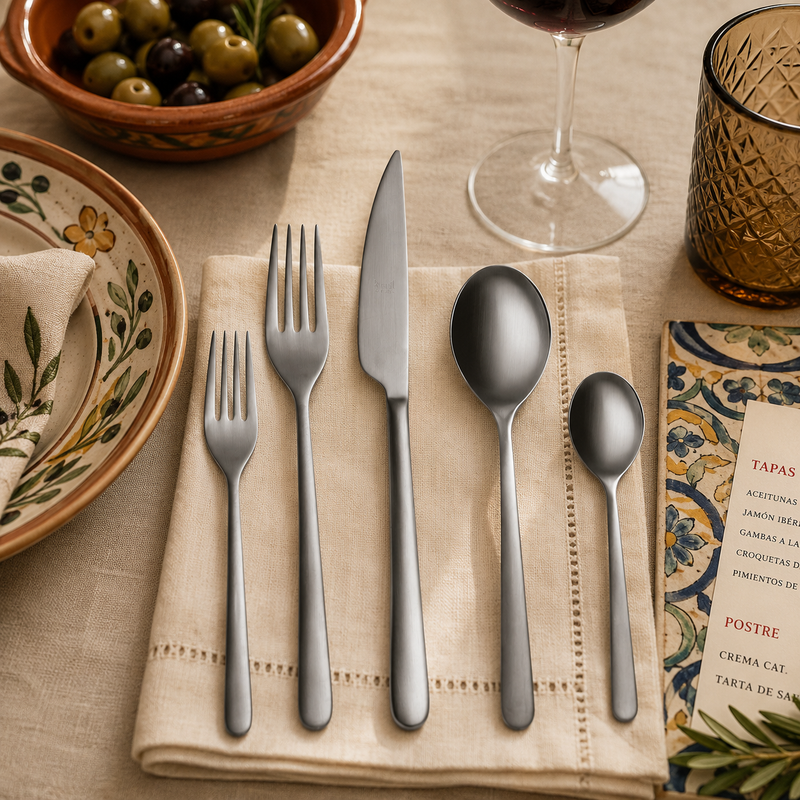 Mepra Linea Modern Ice Flatware Set 5-Piece 18/10 Stainless Steel 104722005
