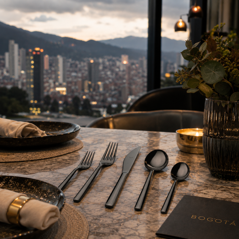 Mepra Due Gold Black Flatware Set 5-Piece 18/10 Stainless Steel 108622005